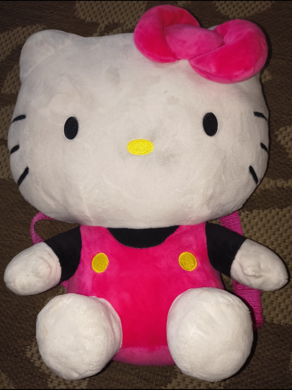 Hello Kitty Hot Pink and White Plush Backpack with Bow